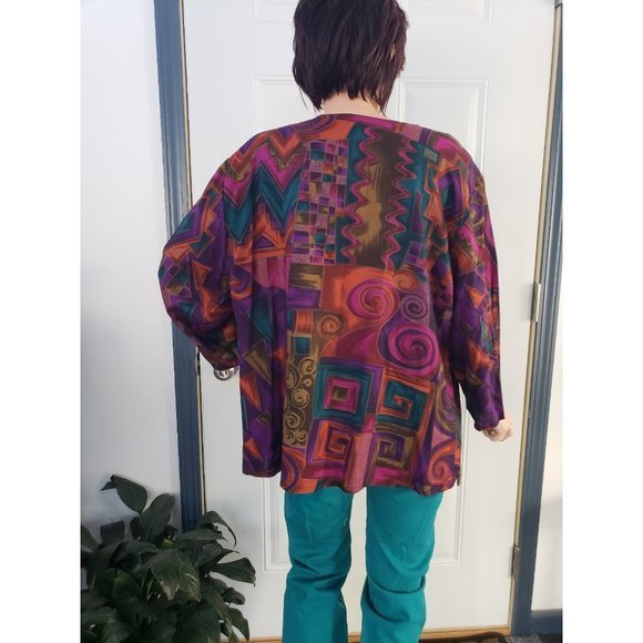 Vintage 80s Colorful Blouse - Picture 3 of 4